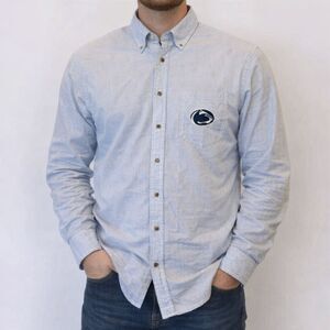 Three Square Royce Apparel Penn State Button Up Shirt Mens Medium Blue White